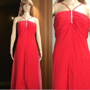 Vibrant Red Long Evening Gown